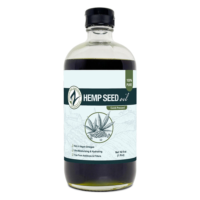 Zatural Hemp Seed Oil 16oz Glass Front Side Of Label