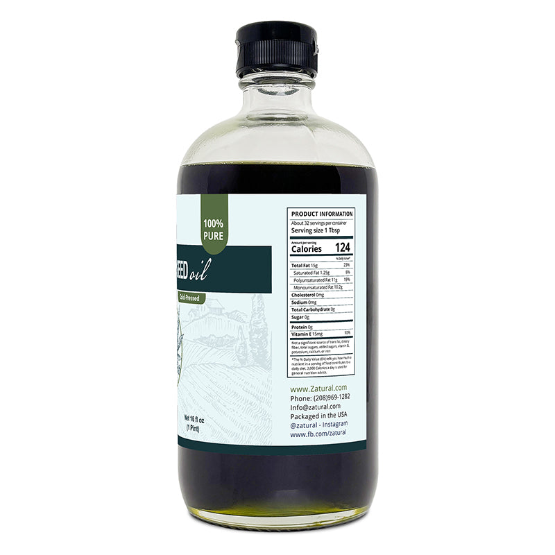 Zatural Hemp Seed Oil 16oz Glass Right Side Of Label
