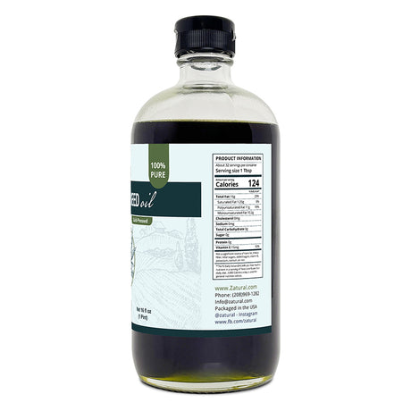 Zatural Hemp Seed Oil 16oz Glass Right Side Of Label