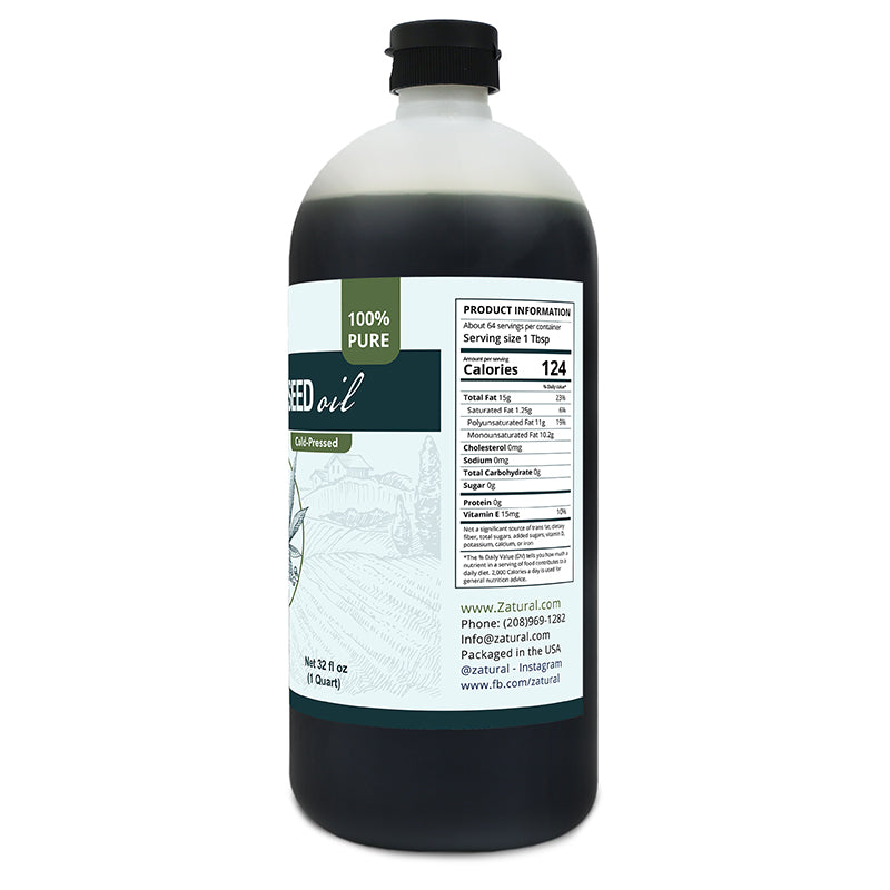 Zatural Hemp Seed Oil 32oz Right Side Of Label