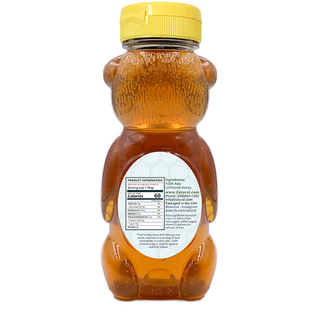 Zatural Raw Honey 12oz back