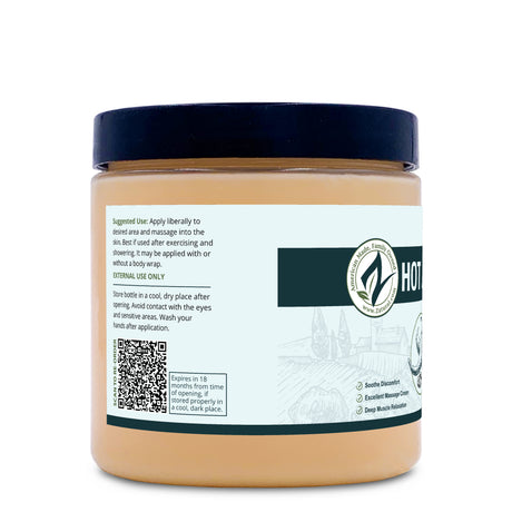 Zatural Hot Cream 8oz Left side of label