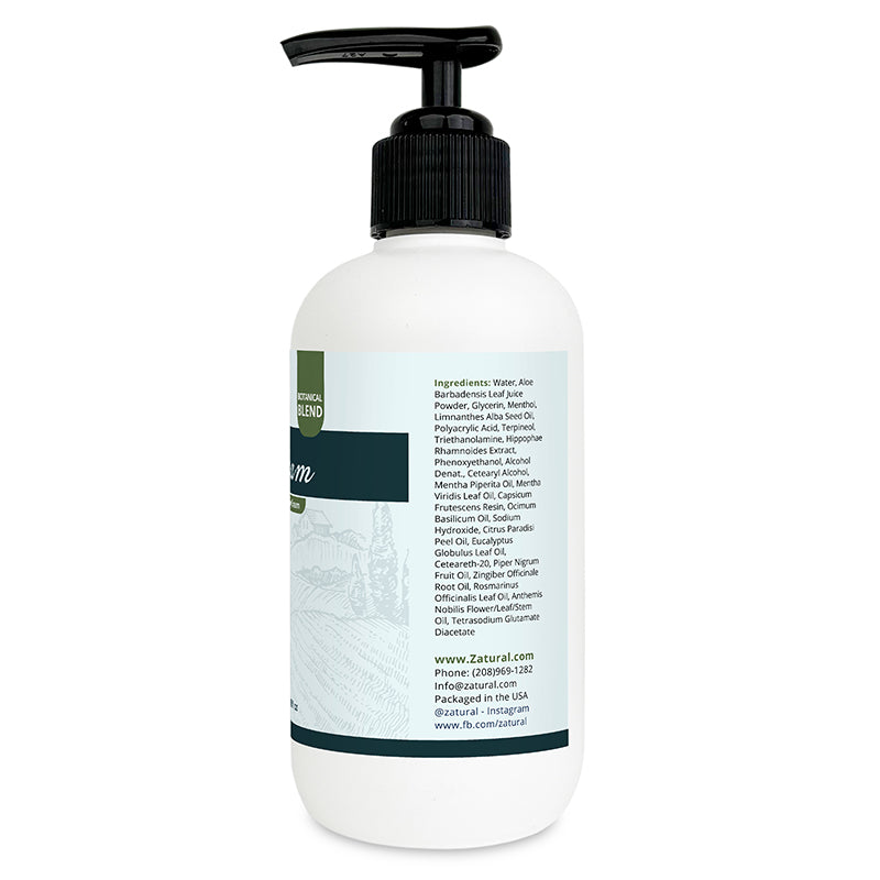 Zatural Hot Cream 8oz pump right side of label