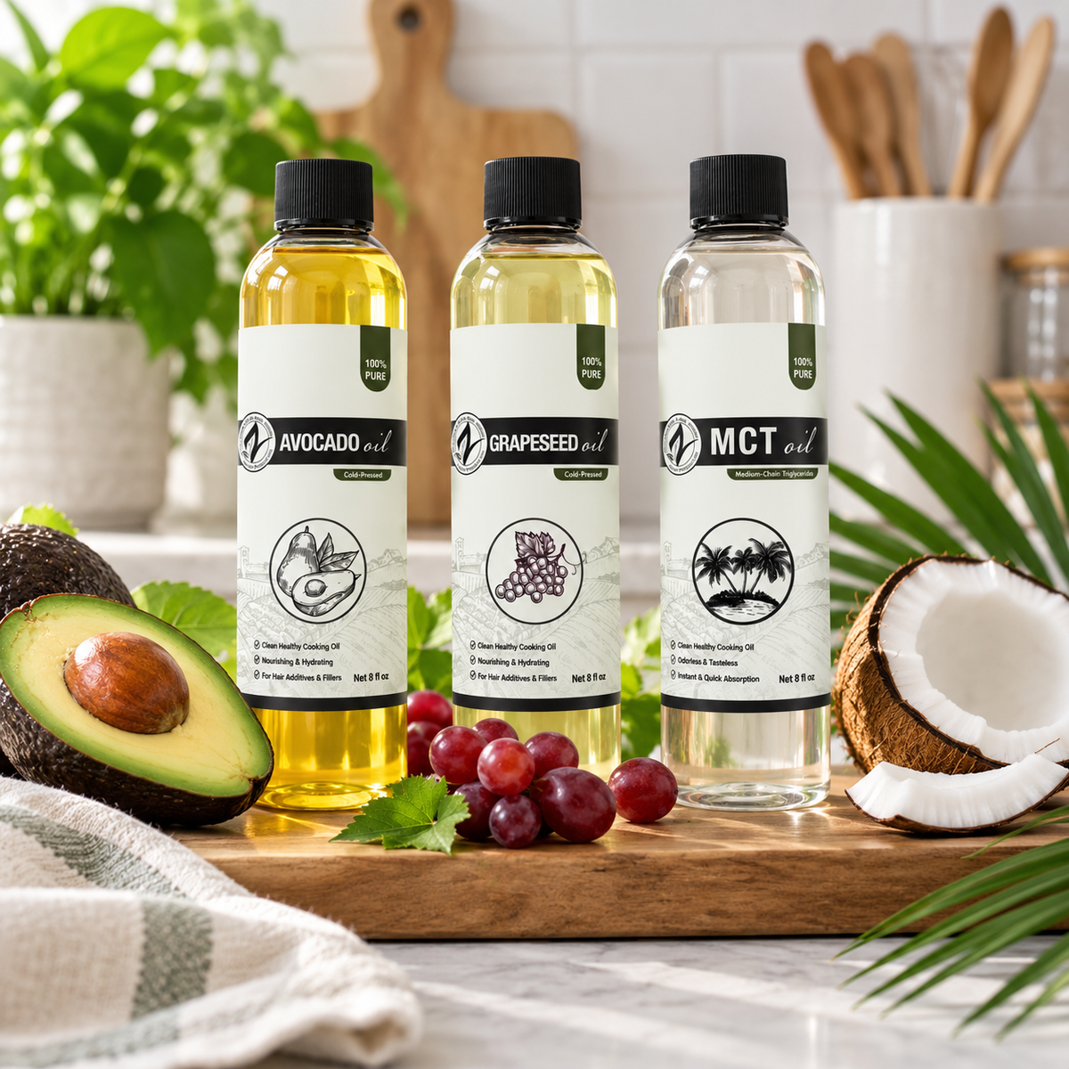 Carrier Oil Set | Avocado, Grapeseed, MCT Oils | 3 x 8oz