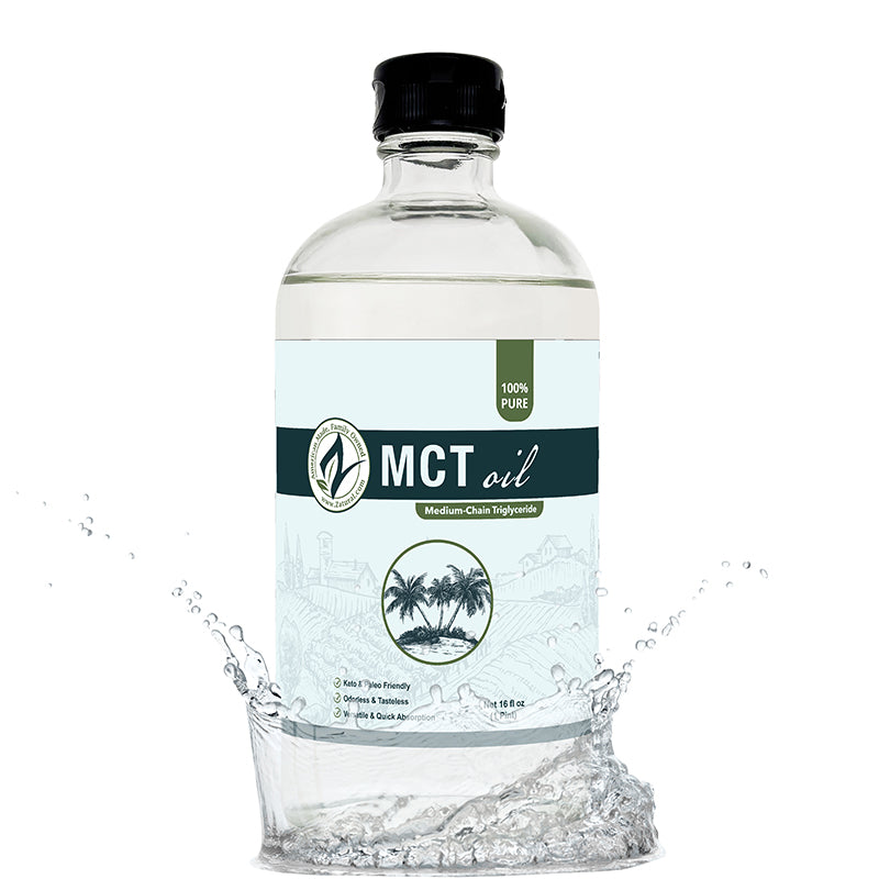 Zatural MCT Oil 16oz glass, splash