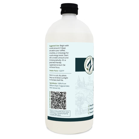 Zatural MCT Oil 32oz, left side of label