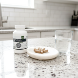 Zatural Mushroom Capsules with capsules on a plate