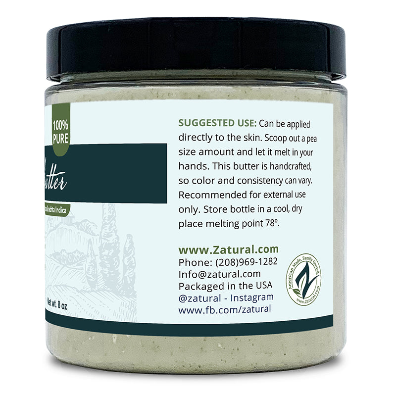 Zatural Neem Butter 8oz left side of label