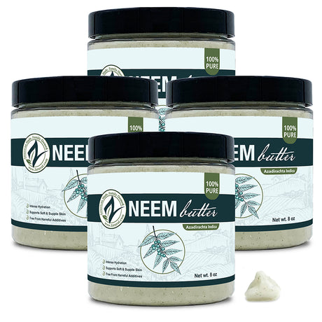 Zatural Neem Butter 8oz 4 pack with a piece of neem on the outside