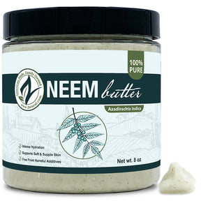 Zatural Neem Butter 8oz with a piece of neem on the outside