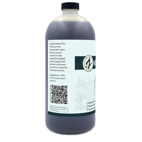 Zatural Neem Seed Oil 32oz left side of label