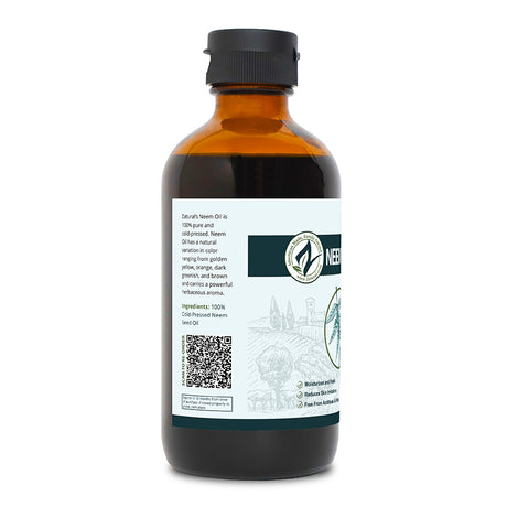Zatural Neem Seed Oil glass 8oz left side of label