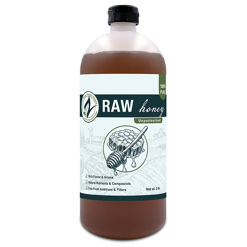 Zatural Raw Honey 3lb front side of label