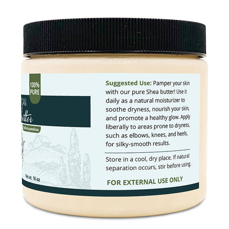 Zatural Raw African Shea Butter, right side of the label