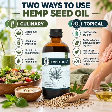 Hemp Seed Oil Virgin Cold-Pressed | Culinary & Topical
