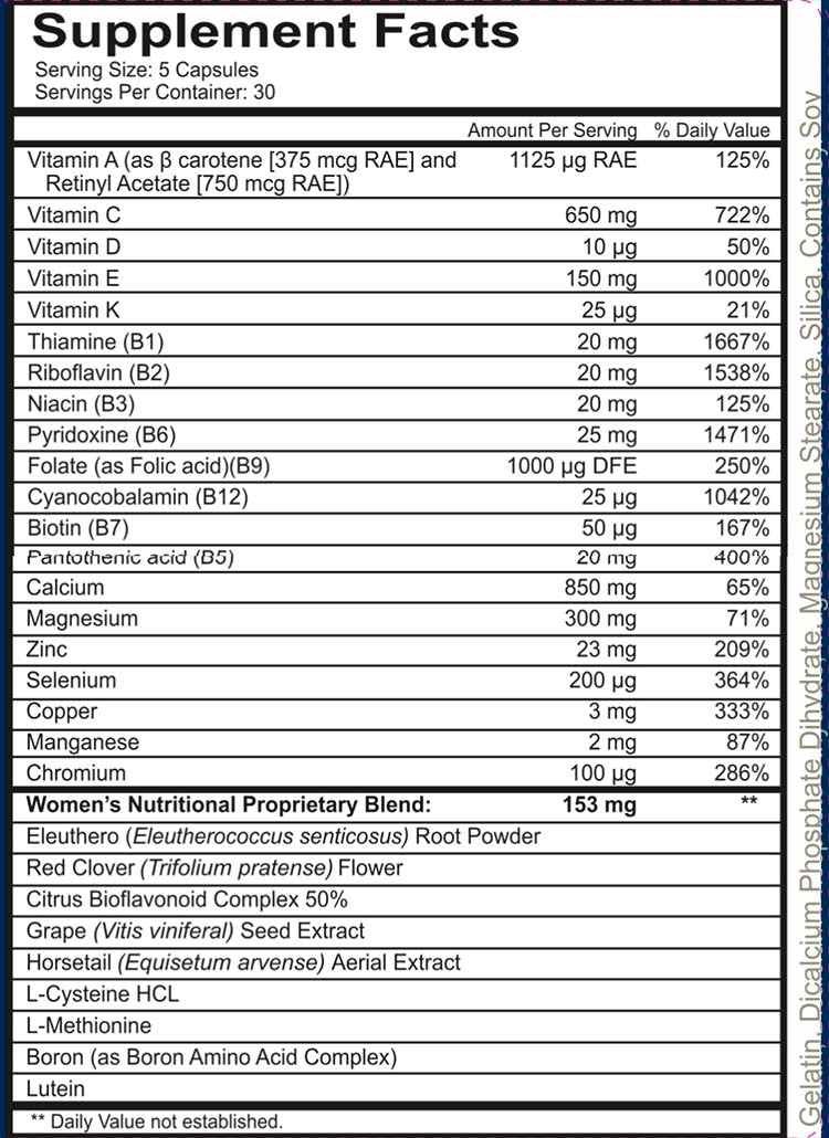 Supplement Facts Women's Multivitamin 