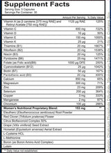 Supplement Facts Women's Multivitamin 