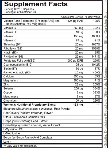 Supplement Facts Women's Multivitamin 