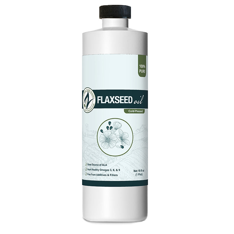 Zatural Flaxseed Oil 16oz, front side of label