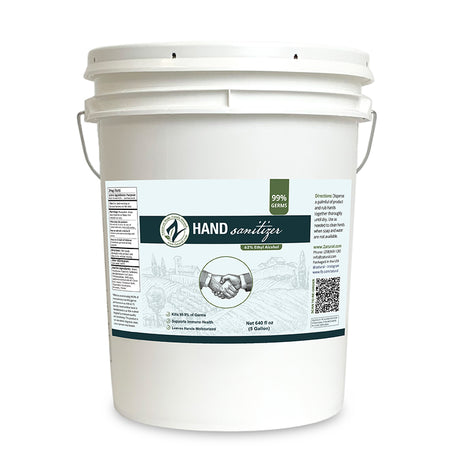 Zatural Hand Sanitizer Gel 5 gallon
 Front