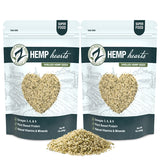 Zatural Hemp Hearts 2 Pack with a pile of hemp hearts
