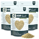 Zatural Hemp Hearts 3 Pack with a pile of hemp hearts