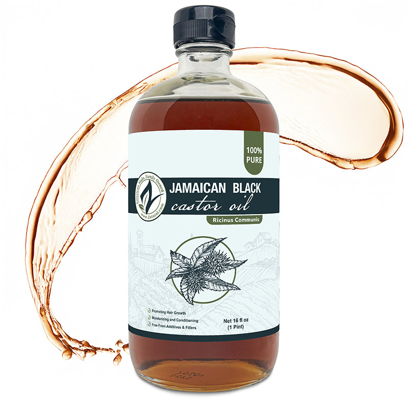 Zatural Black Castor Oil 16oz glass front splash
