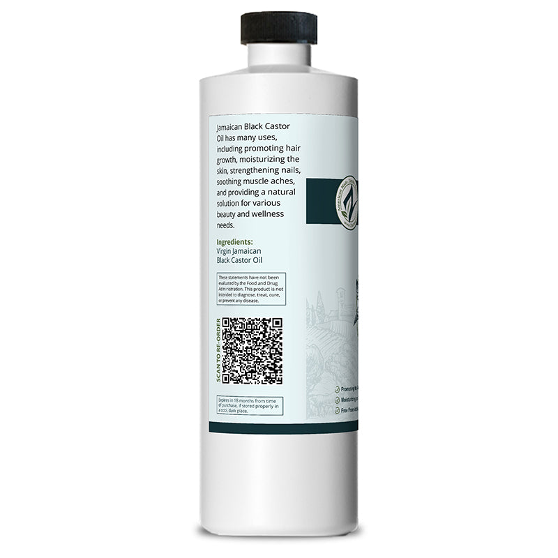 Zatural Black Castor Oil 16oz left side of the label