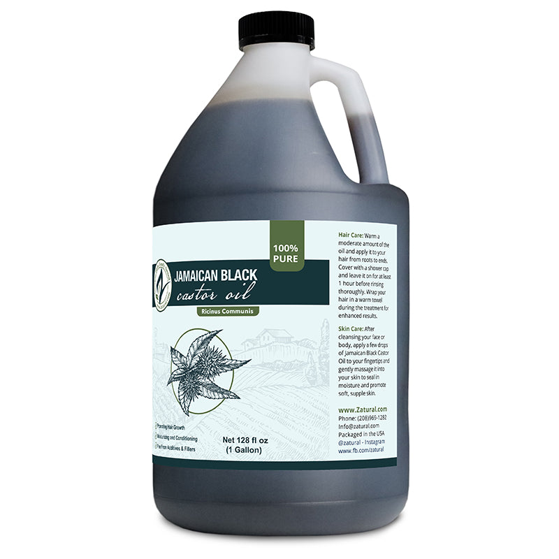 Zatural Black Castor Oil 1 gallon right side of the label