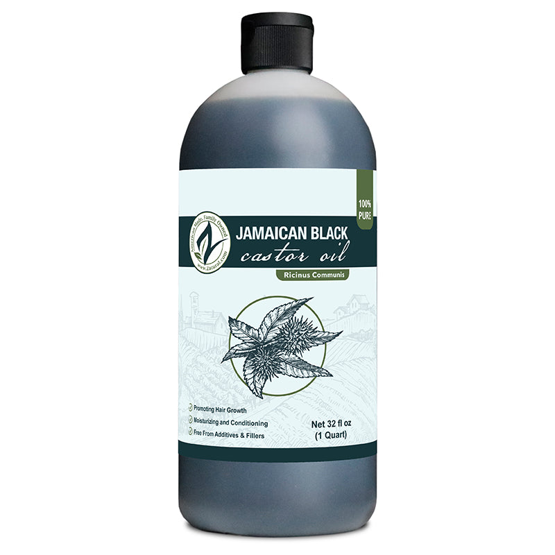 Zatural Black Castor Oil 32oz front side of the label