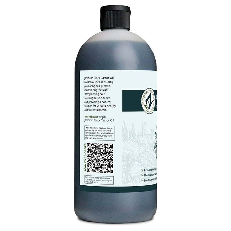 Zatural Black Castor Oil 32oz left side of the label