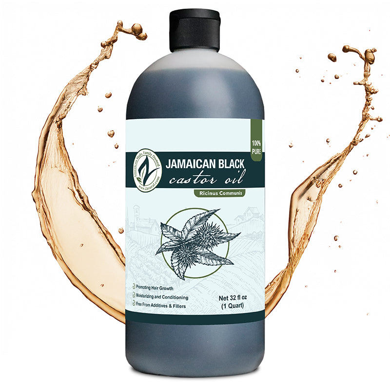 Zatural Black Castor Oil 32oz front splash