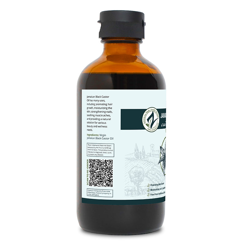 Zatural Black Castor Oil 8oz left side of the label