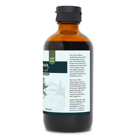 Zatural Black Castor Oil 8oz right side of the label