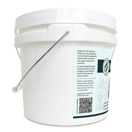 White bucket with a label on a white background