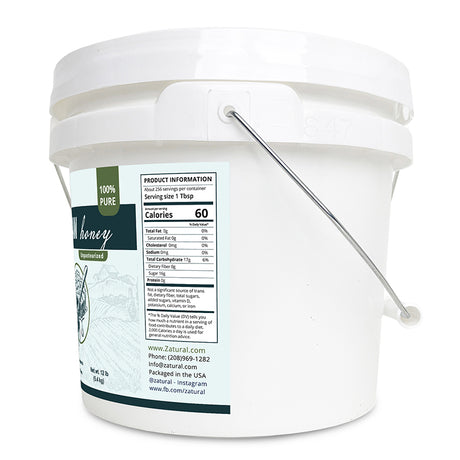 White container with a label on a white background