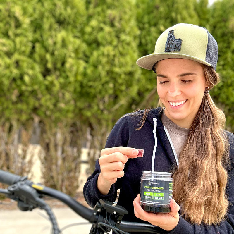 Zatural Full Spectrum CBD + THC Gummies in women's hands