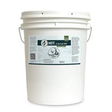 White bucket labeled 'HOT cream' on a white background