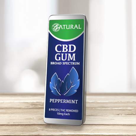 CBD Peppermint Gum on a table