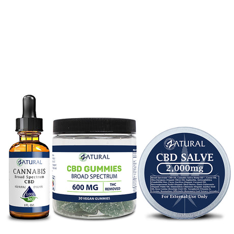 CBD oil 3000mg, gummies 30 count, and CBD slave 2000mg
