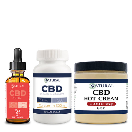 CBC Oil, Hot Cream 1000mg, and CBD Softgels 300mg