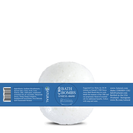 CBD Stress Away Bath Bomb Label