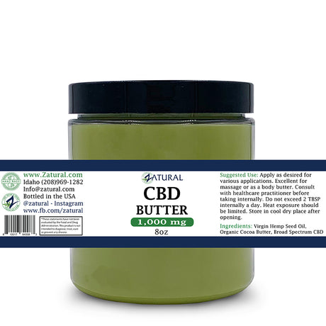 Zatural CBD Butter 1,000 mg label