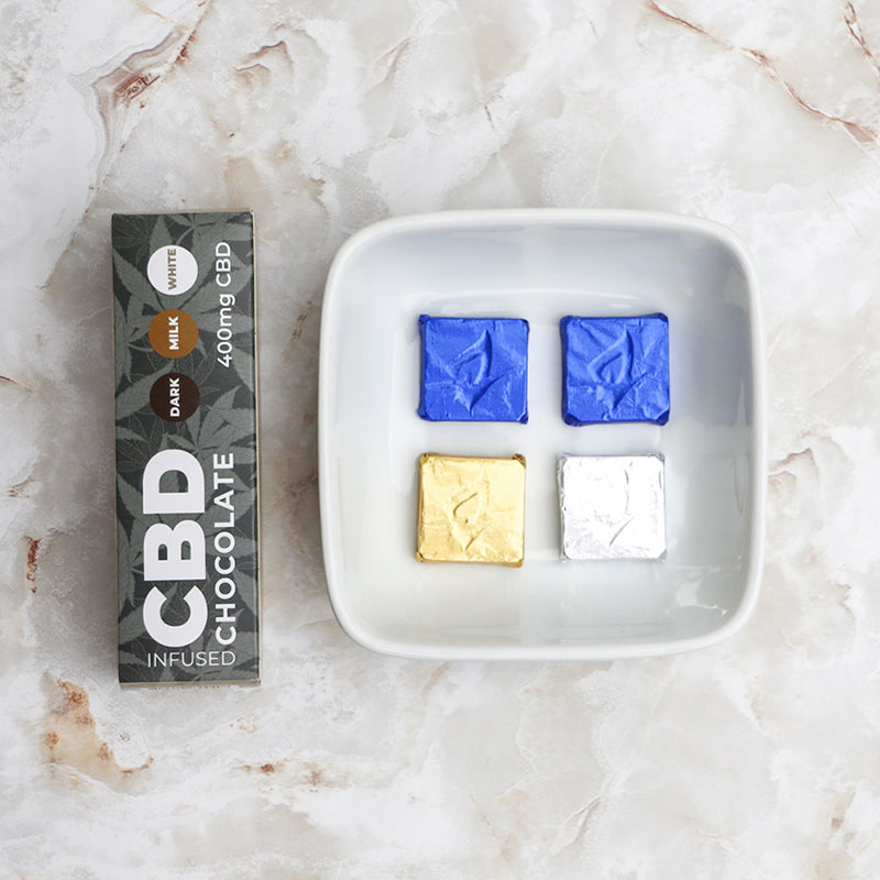 Zatural CBD Assorted Chocolate with Squares on Plate