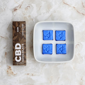 Zatural CBD Dark Chocolate with Squares on Plate