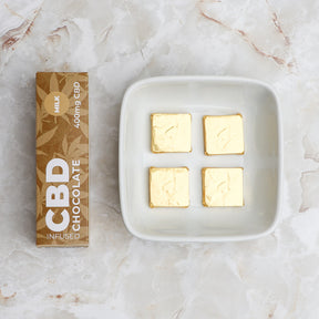 Zatural CBD Milk Chocolate with Squares on Plate