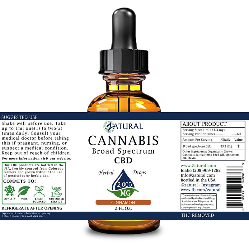 Zatural 2,000mg Cinnamon Flavored CBD Oil