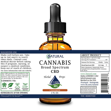 Zatural 2,000mg Cinnamon Flavored CBD Oil