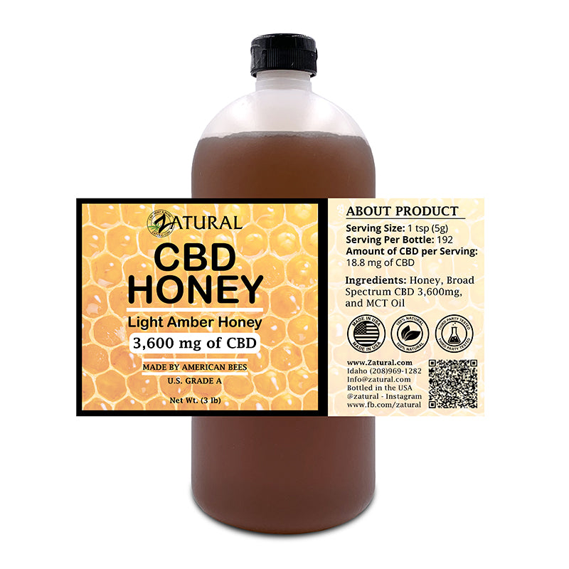 Zatural CBD Honey 3,600mg Label