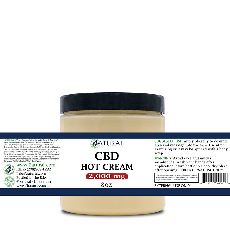 Zatural CBD Hot Cream 2,000mg Label